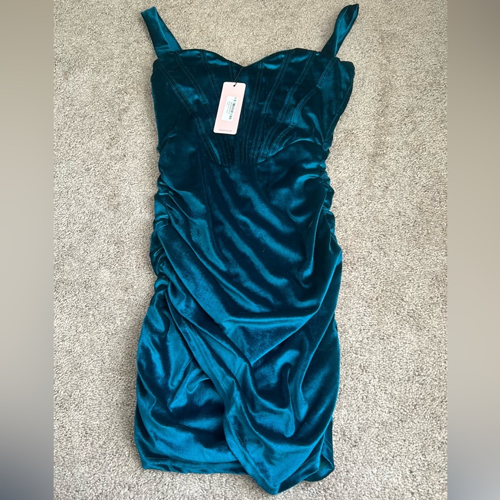 Micas teal blue bodycon dress